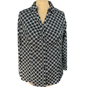 Lane Bryant Black and White Geometric Button Up Blouse Size 20